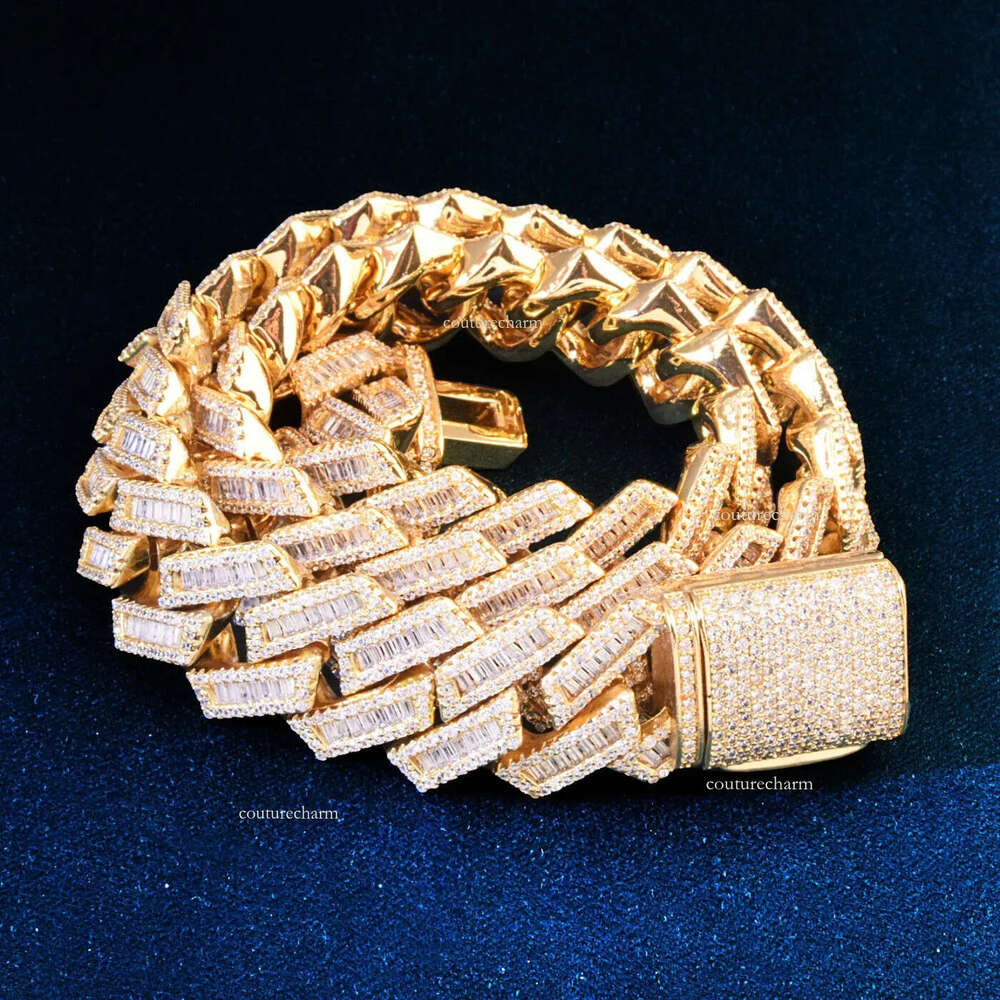 Moissanite Iced Out Chain Necklace Hip Hop Fine Jewelry Baguette Men's Necklaces Sterg Fully Designer Jewellry