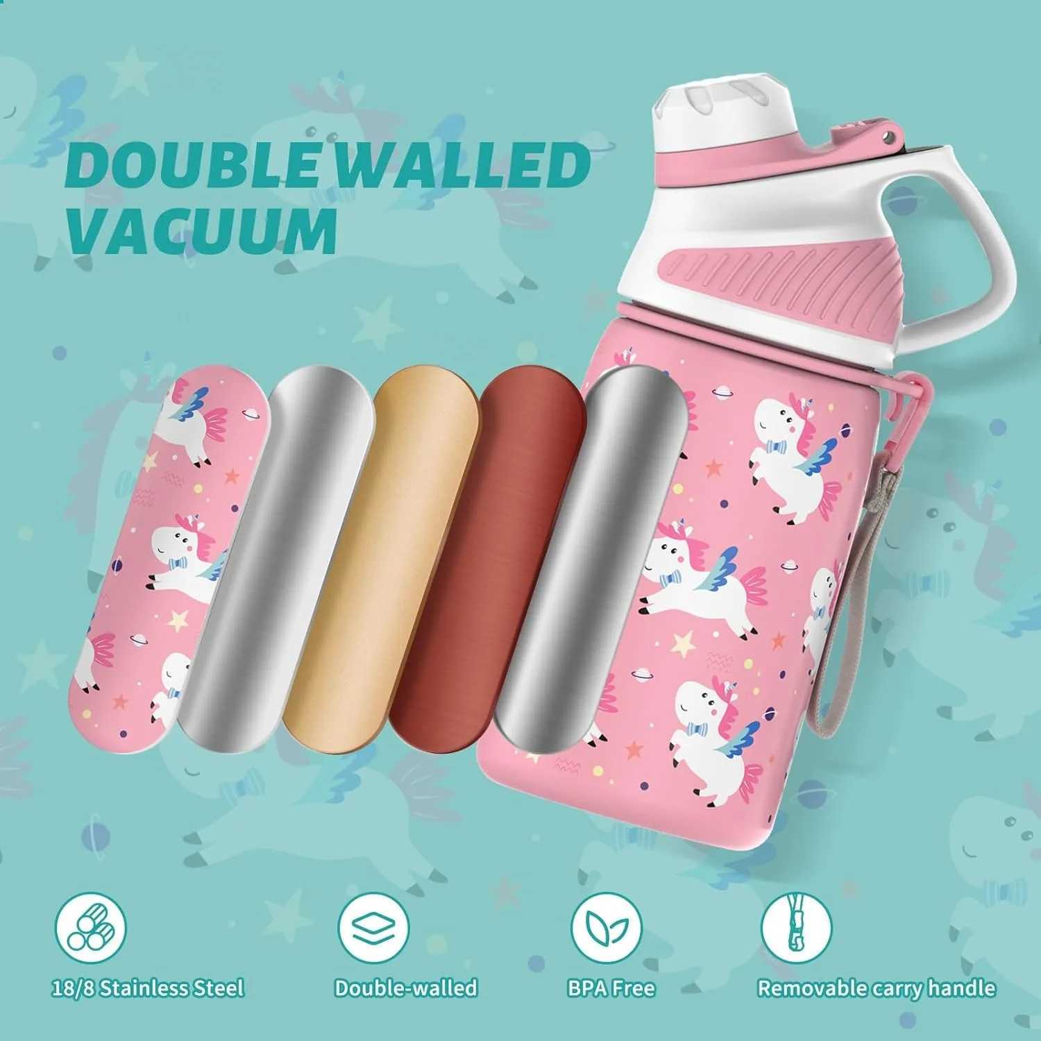 FEIJIAN Kids Stainless Steel Thermos Mug Cartoon LeakProof Vacuum Flask Children Thermal Water Bottle Thermocup C251008