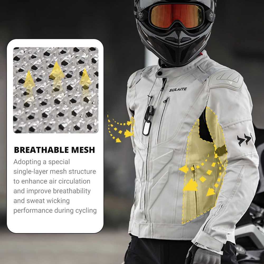 SULAITE Motorcycle Jacket Road Racing Clothing Chaqueta Summer Breathable Motorbike Jacket Men Motorcycle Equipment Gift Gloves J251008