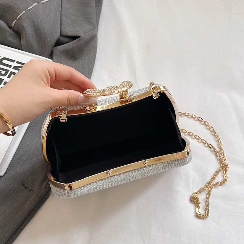 Fashion Celebrity Dinner Bag Sparkling Small Bag Womens 2024 New Style Versatile Chain Bag Single Shoulder Diagonal Straddle BaT251007