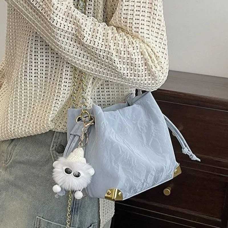Drawstring Crossbody Bucket Bag Stylish PU Mini Shoulder Bag with Adjustable Strap for HandsFree CarryT251007