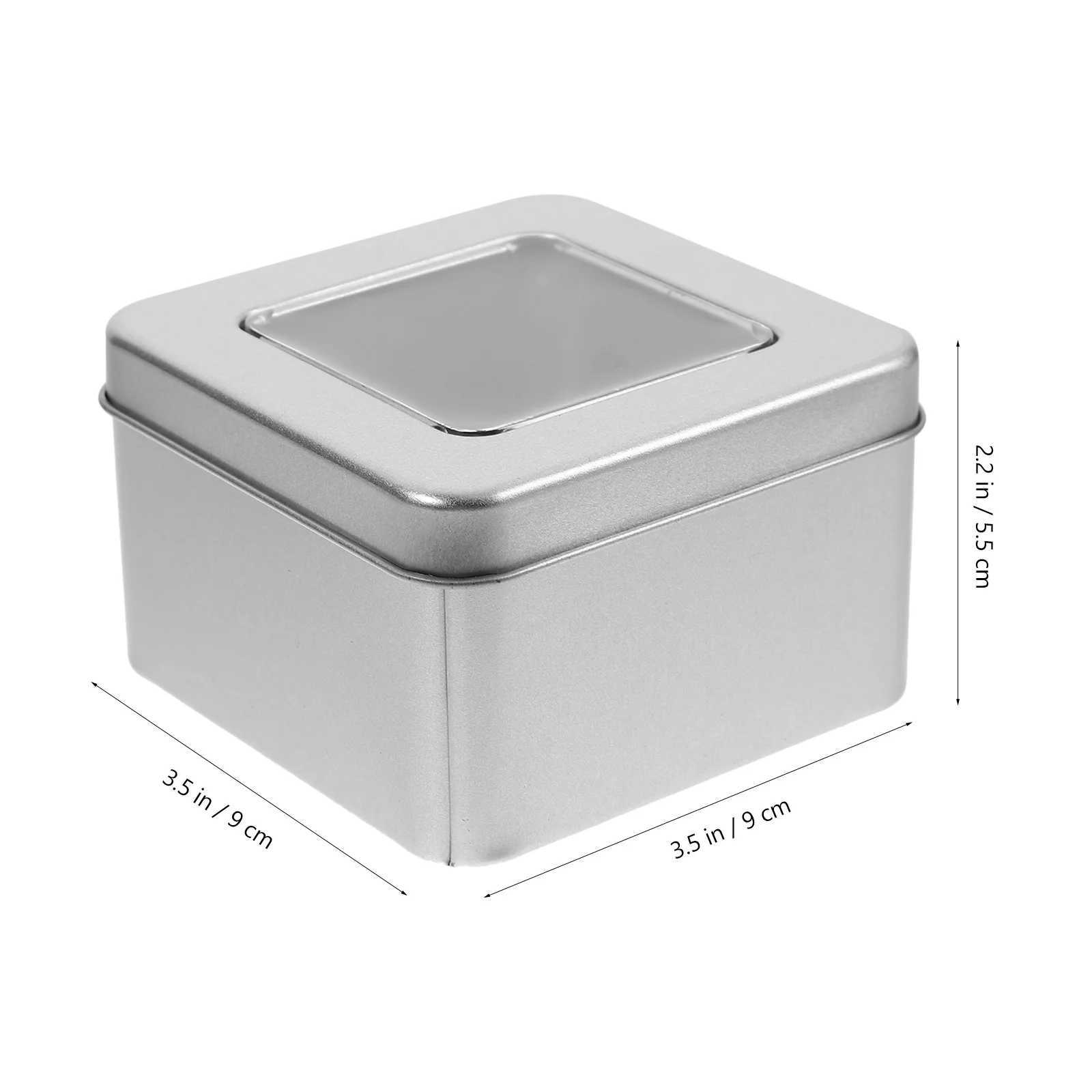 Square Empty Tin Metal Capacity Storage for Tea Spices Crafts Gift Packing Favor Clear Tin C251008