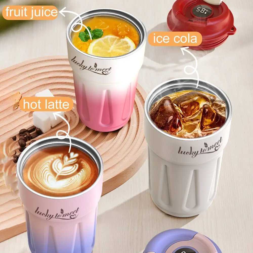 420ML Smart Coffee Cup For Girls Insulated Cups Travel Coffee Mug Stainless Steel Thermos Bottle Vacuum Flasks Christmas Gifts C251008