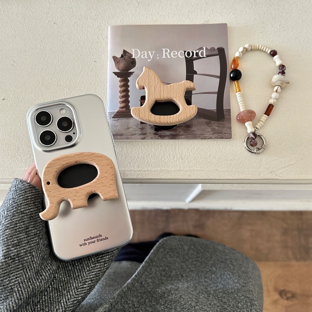 Soft Cases for iPhone 16 Pro Max Electroplated wooden horse Elephant Stand Phone Case Shockproof Protective Phone Cover for Women Girls for iPhone Sof