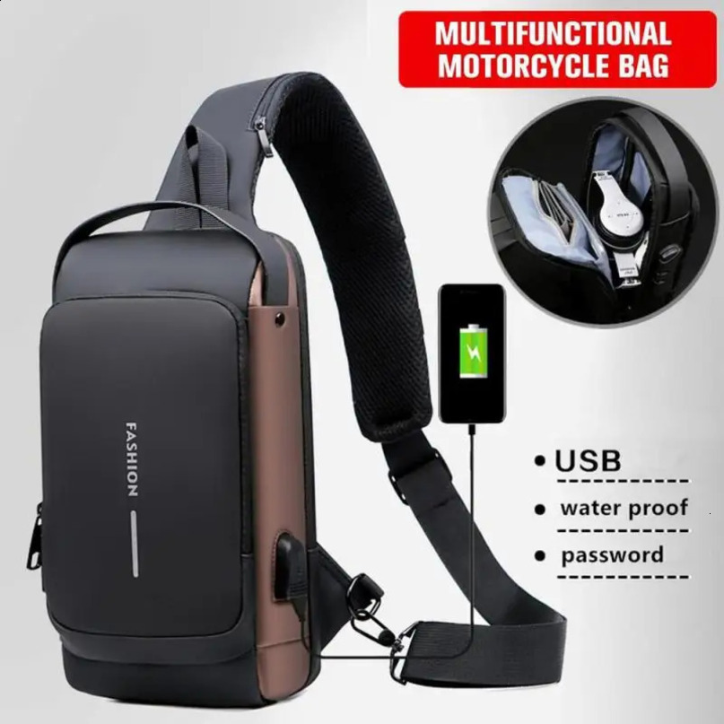 The latest mens antitheft luggage shoulder USB charging cross body bag school short distance travel messenger gym sling sports 240919