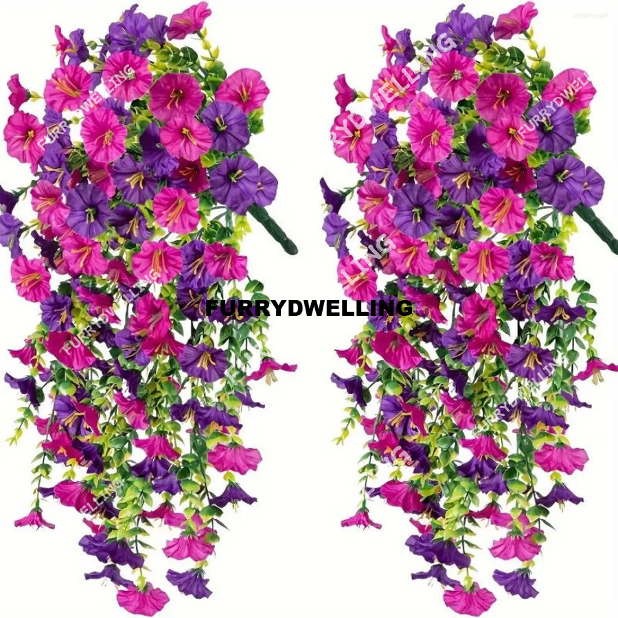 Decorative Flowers 2Pcs Artificial Hanging Uv-Resistant Fake Dwe74 Plants Rattan Perfect For Home Garden Weddings Versatile Outdoor Decor