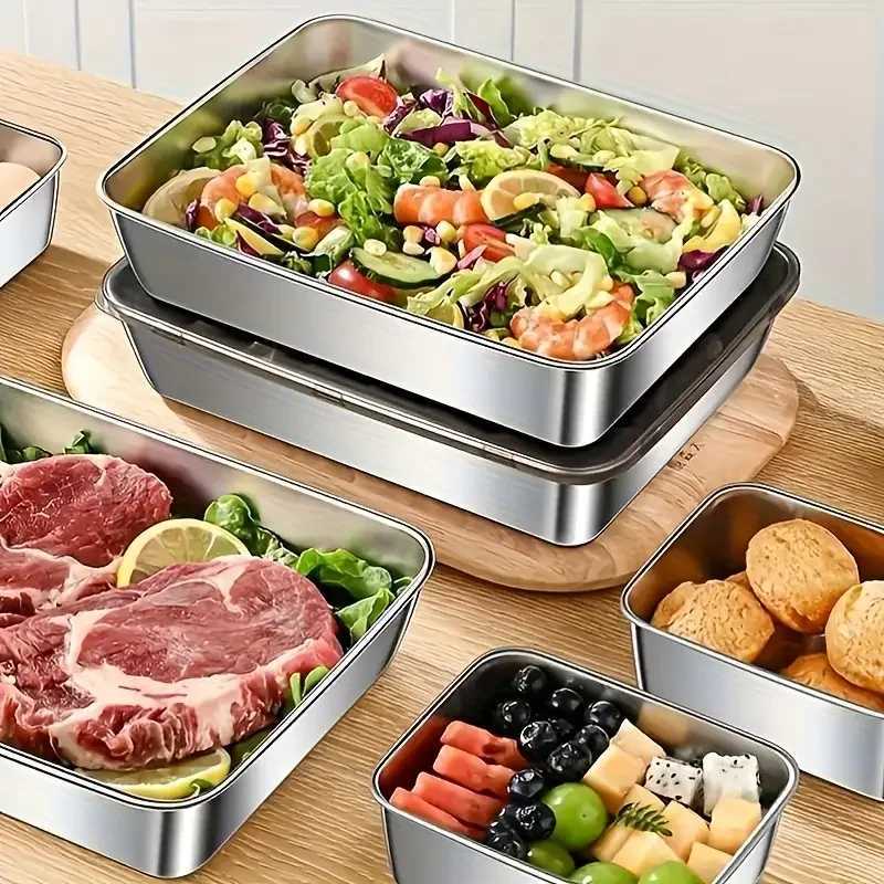 Stainless Steel Food Storage Container Set Stackable Container with Sealed Lids for Meal Preparation and Kitchen Organization C251008