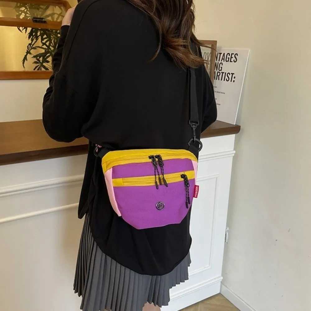 Japanese Style Color Contrast Phone Crossbody Bag Women Men Casual Sports Waist Bag Large Capacity Shoulder BagT251007