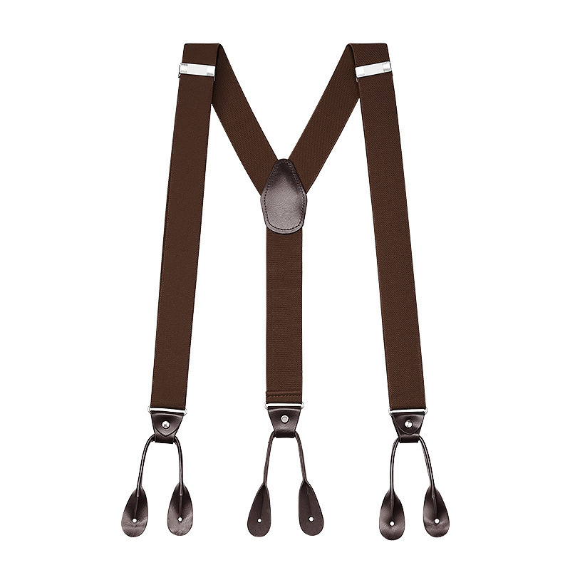 Suspenders Width Suspenders For Men Brown PU Synthetic Leather Trimmed Button Y Back Men Fashion Suspenders Pant Braces Dad Gift 230717