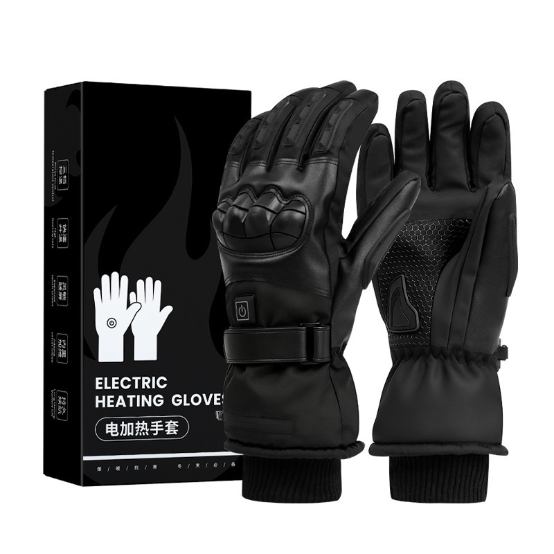 Winter Heated Gloves With Battery Case Skiing Outdoor Non-slip Electric Heated Gloves Waterproof Gloves Touch Screen Motorcycl 250819