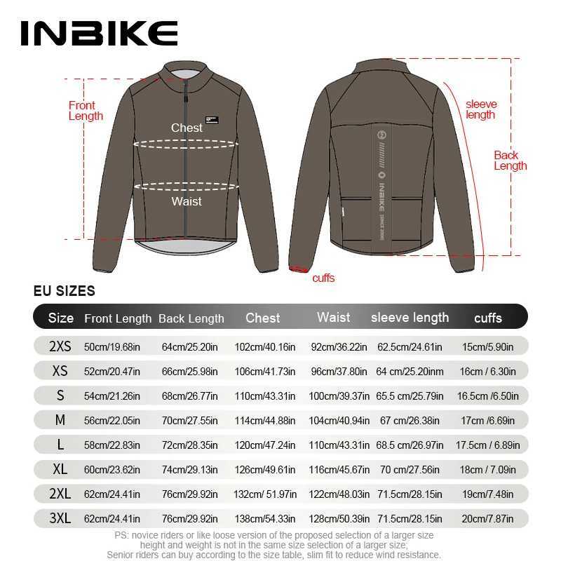 INBIKE Mens and Womens Windbreaker Long Sleeve Cycling Jersey Cycling Windproof Clothing Lightweight Reflective Road Bicycle J251008