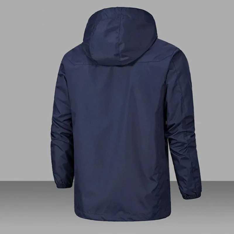 Mens Hooded Soprts Jacket Outdoor Windproof Waterproof Climbing Jackets Man Solid Color Casual Loose Lightweight Zipper Coat J251008