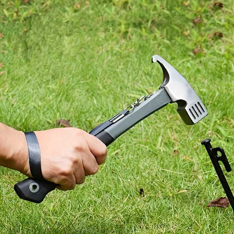 Multipurpose Steel Camping Hammer with Stake Puller and Rope Tightener Ideal for Outdoor Adventures and Home Camping Gear J251121
