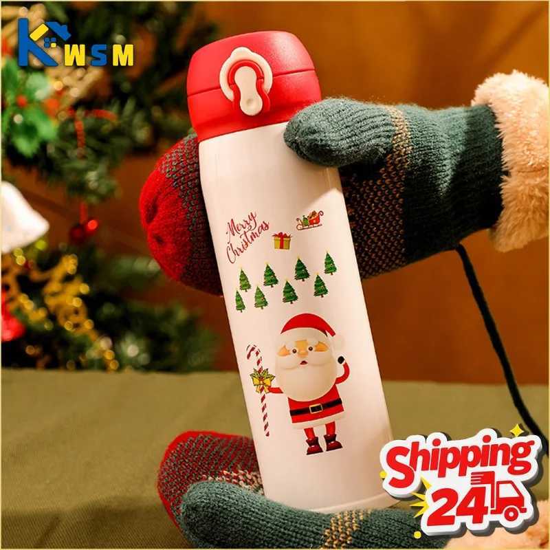 Christmas Thermos Cup Cartoon Christmas Tree Stainless Steel Insulated Mug Outdoor Travel Coffee Cup Christmas Childrens Gift C251008
