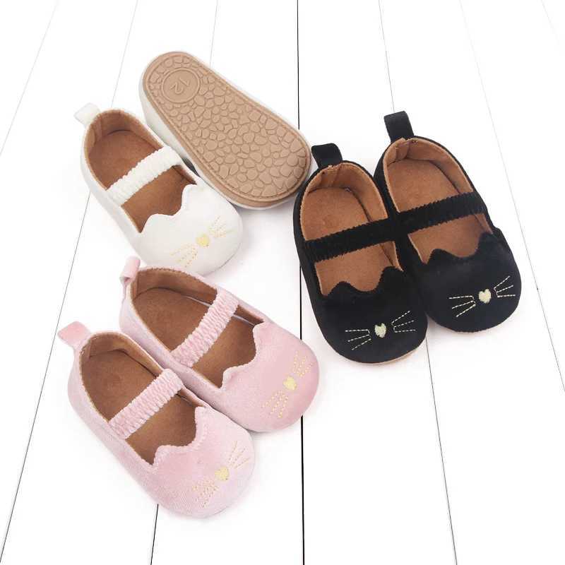 2025 Baby Shoes Cute Kitty Toddler Outdoor Walking Mary Jane Shoes Slip on Style TPR Sole Anti Slip for Baby Prewalking C251008