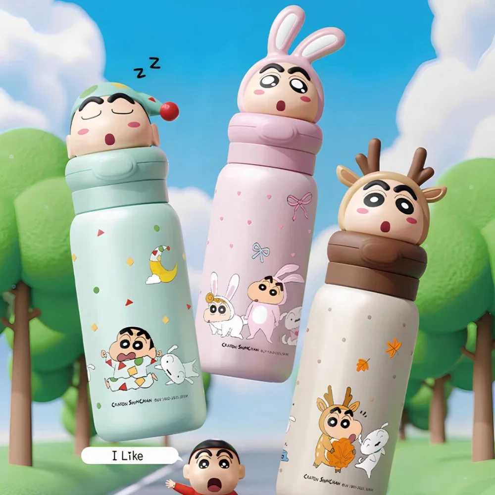 400Ml Anime Crayon ShinChan Thermos Cup Stainless Steel Vacuum Flask Cartoon Dolls Student Water Bottle Tumbler Girls Cups Gift C251008