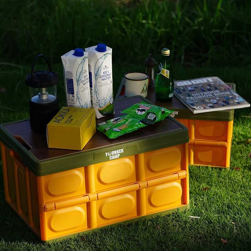 Foldable storage box with lid spacious durable easy to assemble perfect for organizing clothes books outdoor camping C251008