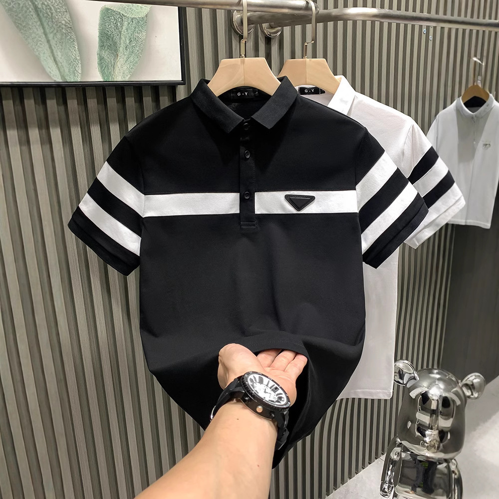 Men's Short Sleeve Polo Shirt 2025 Summer New Korean Style Designer Shirt Trendy Fashion High-end Feel Polo Turn-down Collar Casual Designer Hood