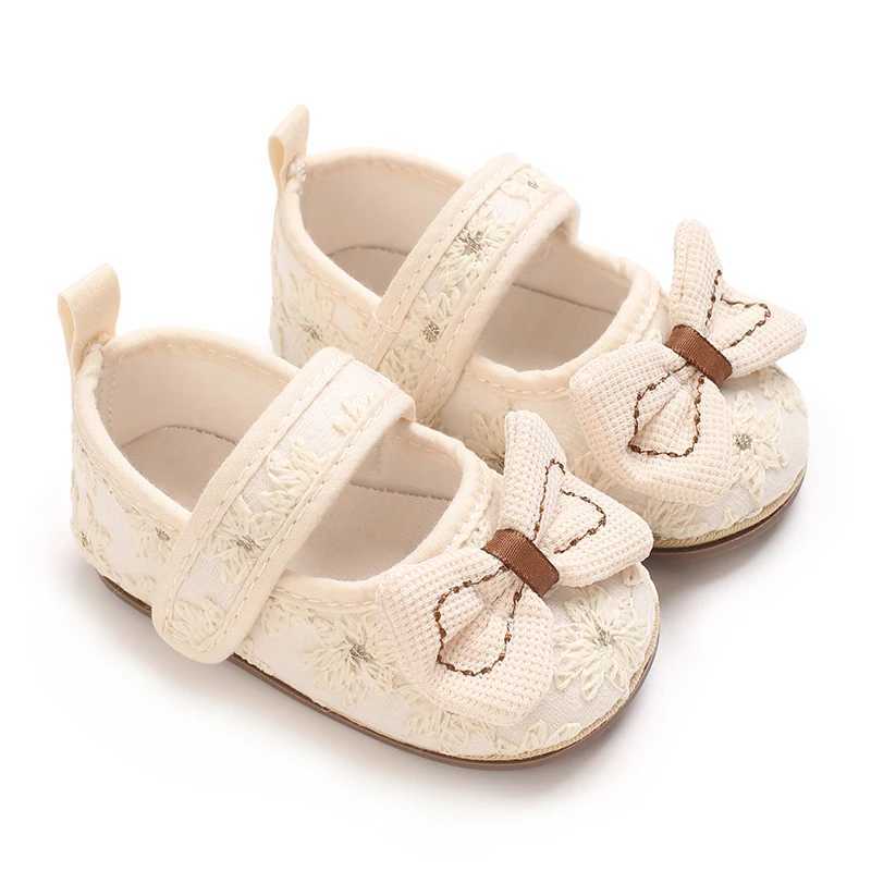 018Months Apricot Baby Baptist Shoes Girl Shoes Lace Rubber Sole Antislip Toddler First Walkers Infant Crib Shoes C251008