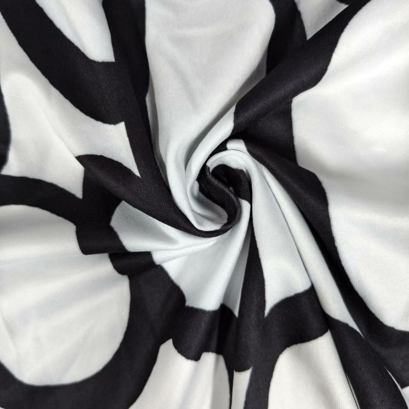 Women's Plus Size V-Neck Bodycon Dress Black White Abstract Circle Print Milk Silk Mermaid Dress 1XL-5XL Wholesale-YL25395