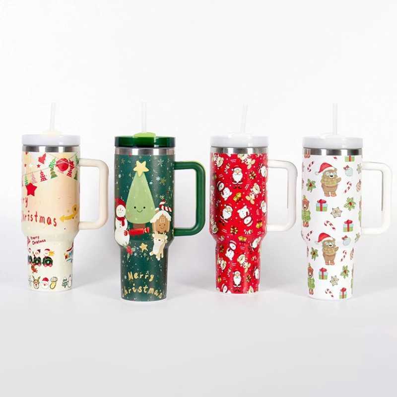 Christmas Stainless Steel Thermos Bottles 40oz Tumbler Cold Hot Drinks Insulated Water Bottle with Straw Car Cup Travel Mug C251008