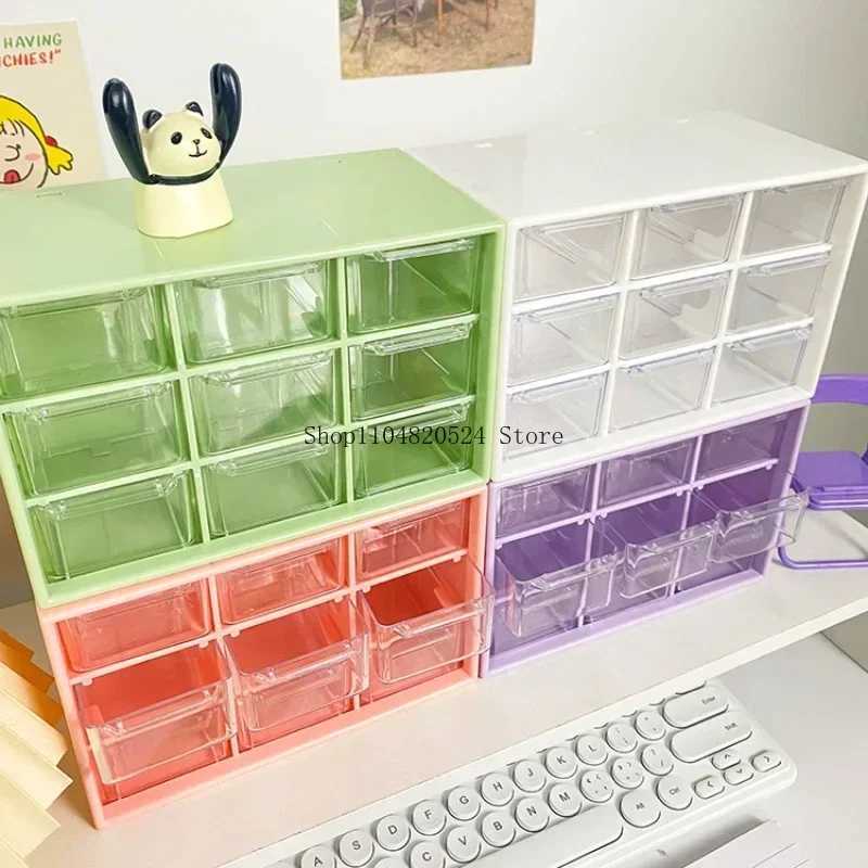 esktop Transparent 9Grid Storage Box Organizer Small Drawer Partitioned WallMounted Sundries Organizer for Student Desk Cute C251008
