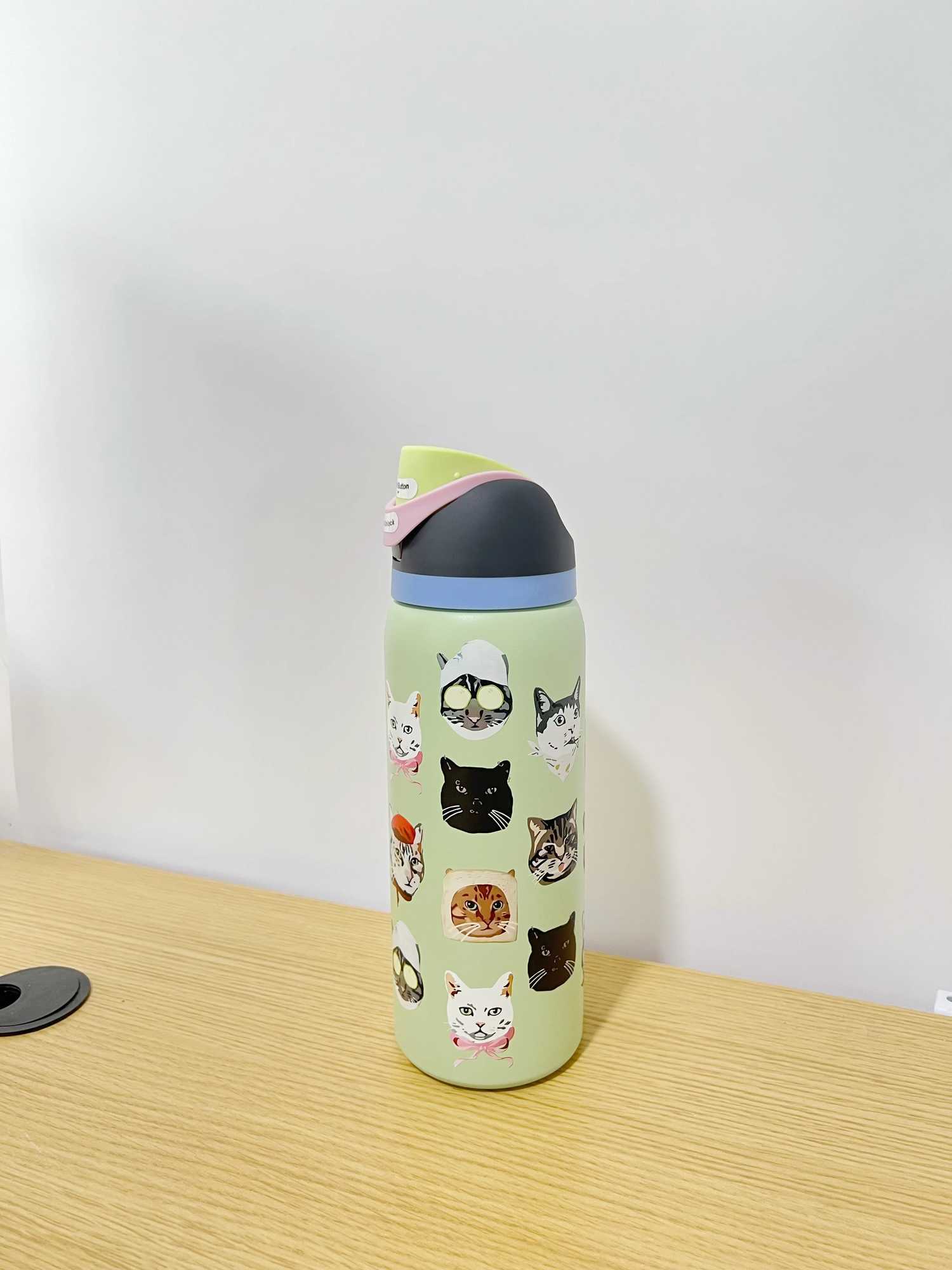 OWa 32oz Stainless Steel Thermos Cup Cold Water Bottle Straw Cup Latest Color Water Bottle Sports Water Cup Can Hold Ice Cube Water Cup Cat Pattern Wa