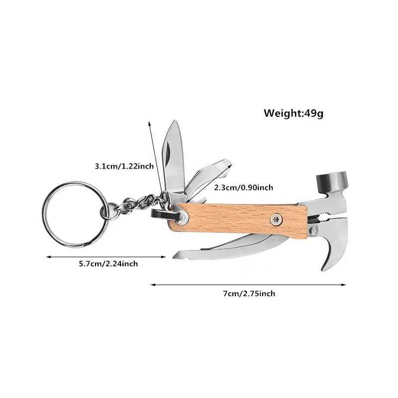 Multifunctional folding mini tool pliers with wooden handle Camping knife pliers Multipurpose outdoor mini claw hammer J251121