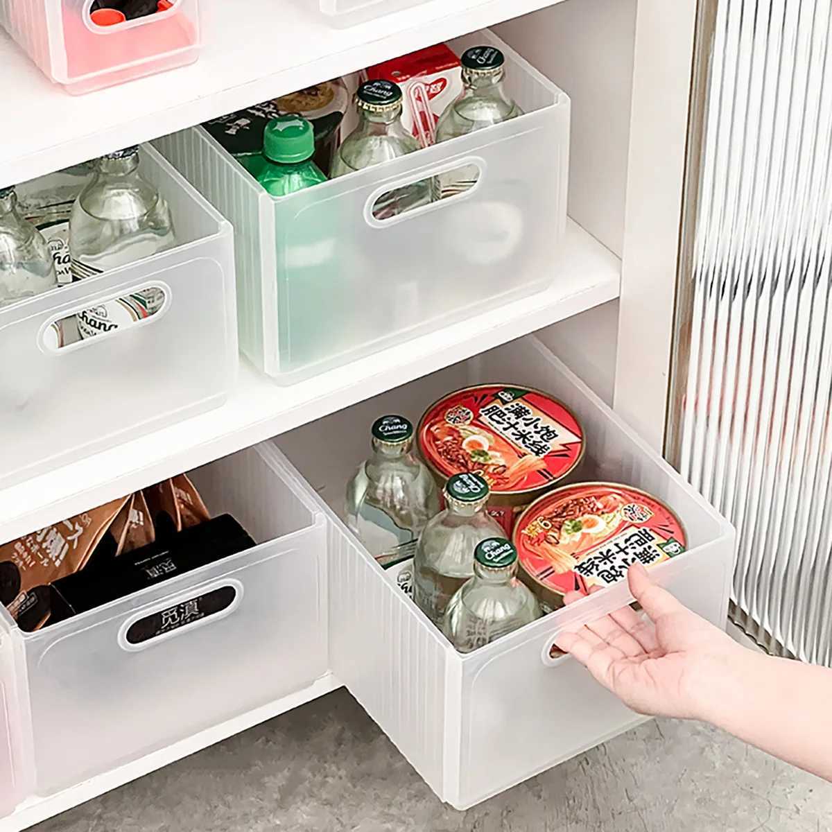 WORTHBUY Plastic Folding Fridge Storage Box PullOut Fruit Vegetable Organizer Box Large Capacity Kitchen Storage Organization C251008