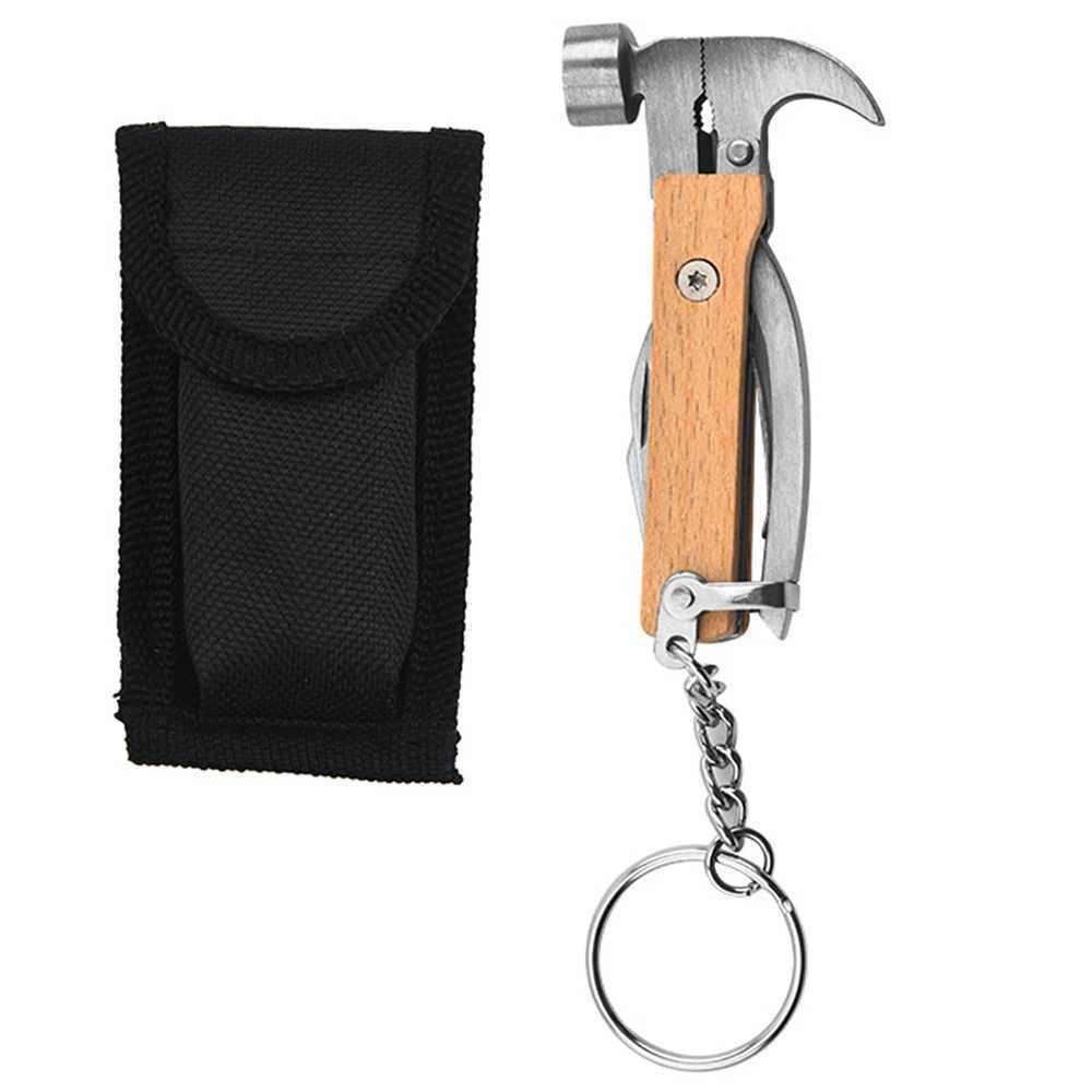 Multifunctional Hammer Outdoor Portable Mini Beech Hammer Stainless Steel Knife Bottle Opener With Keychain J251121