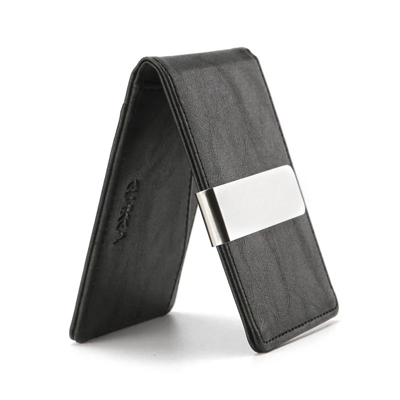 Fashion Mens Leather Money Clips Wallet Multifunctional Thin Man Card Purses Women Metal Clamp For Money Cash Holder 250923
