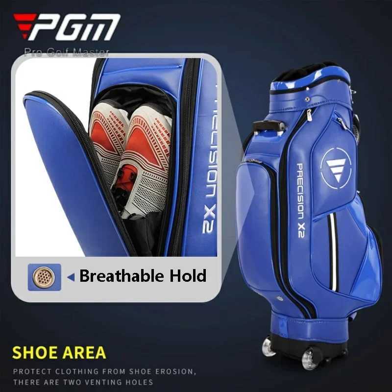 PGM Tie Rod Golf Standard Ball Bags Waterproof PU Stand Bags with Wheel Portable MultiFunctional Golf Package Can Put 13 Clubs J251008