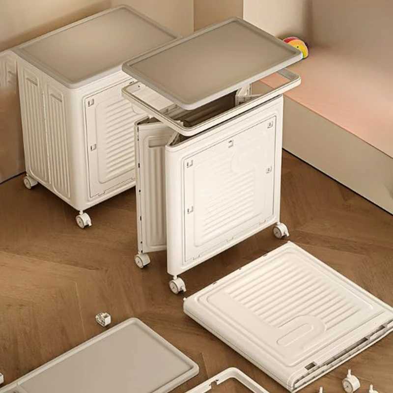 1PCS Childrens Toy Storage Box Foldable Storage Box Transparent Visible Flip Lid Storage Box Plastic Easy to Move with Wheels C251008