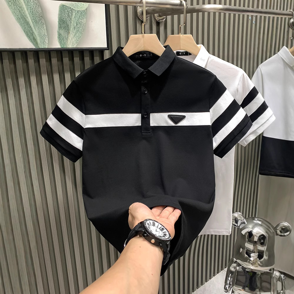 Men's Short Sleeve Polo Shirt 2025 Summer New Korean Style Designer Shirt Trendy Fashion High-end Feel Polo Turn-down Collar Casual Designer Hood