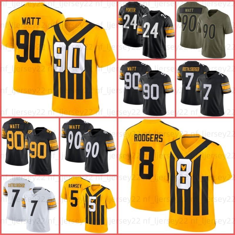 Aaron Rodgers Jack Sawyer DK Metcalf TJ Watt Football Jersey Kaleb Johnson Joey Porter Jr Troy Polamalu Pat Freiermuth Zach Frazier Chris Boswell Patrick Warren