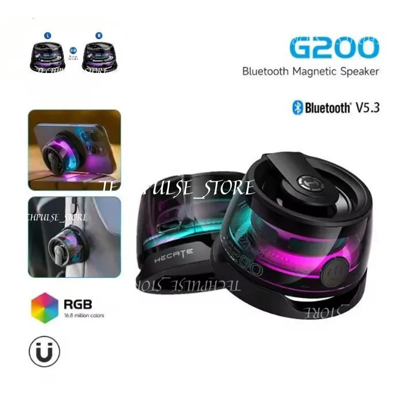 G200 Wireless Mini Bluetooth Speaker Magnetic tech73 Stand, Outdoor Ambient Light & Portable Desktop Gaming Audio Device - Compact Design, Strong Bass, Multi-Scene Use