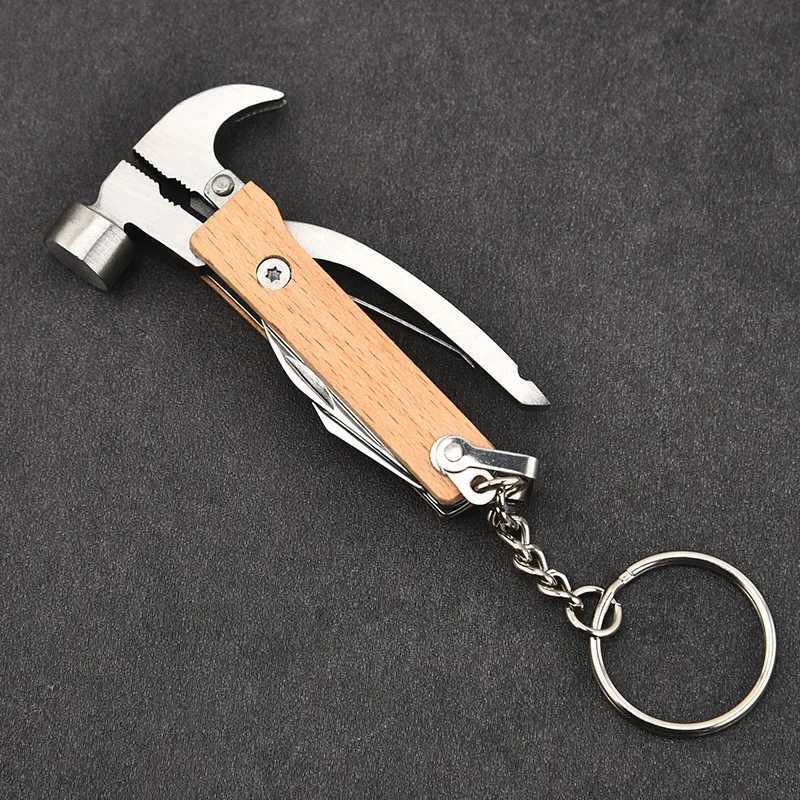 Multifunctional folding mini tool pliers with wooden handle Camping knife pliers Multipurpose outdoor mini claw hammer J251121