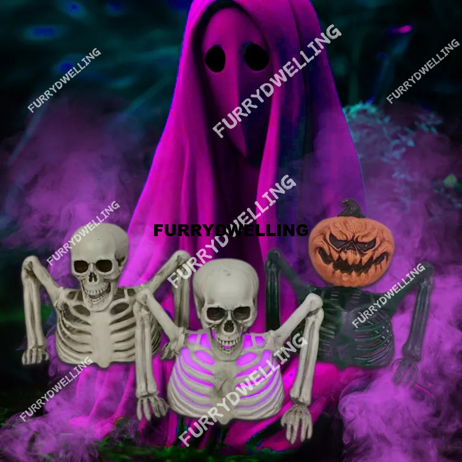 Groundbreaking Pumpkin Skeleton Creepy Outdoor Halloween Dwe74 Decorations For Yard 240827