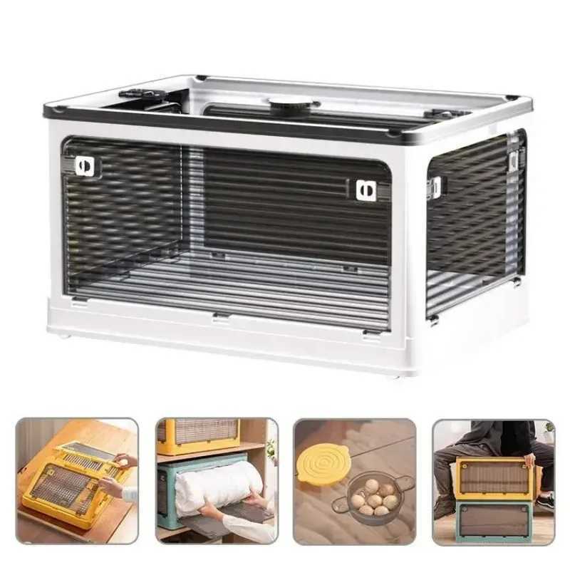 Foldable Storage Box Transparent Large Capacity Organizer with Wheels for Wardrobe Clothes Toys Books Sundries Home Storage Box C251008