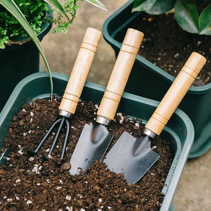 3Pcs Mini Garden Tools Set Stainless Steel Hand Trowel Rake Shovel for Flower Pots Succulent Planting Small Space Gardening J251121