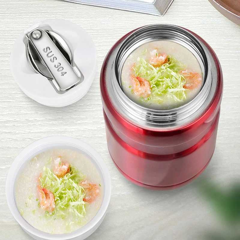 500750ml Stainless Steel Food Container Food Thermal Jar With Spoon Insulated Soup Cup Lunch Box Food Thermos Bottle Stew Pot C251008
