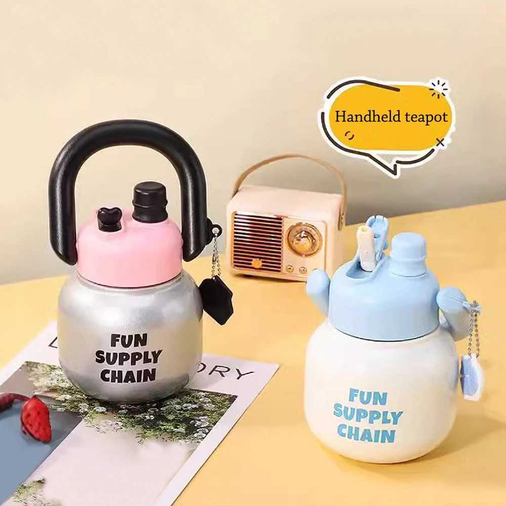 800 ml with Lid Sippy Water Bottles with Pendant Large Capacity Juice Milk Cup Double Drink Bubble Tea Coffee Drinkware Kettle C251008
