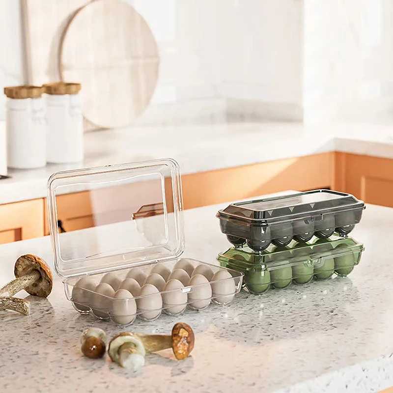 1015 Grids Eggs Storage Box Plastic Transparent Portable Egg Freshkeeping Case Refrigerator Storage Container Kitchen Tool C251008