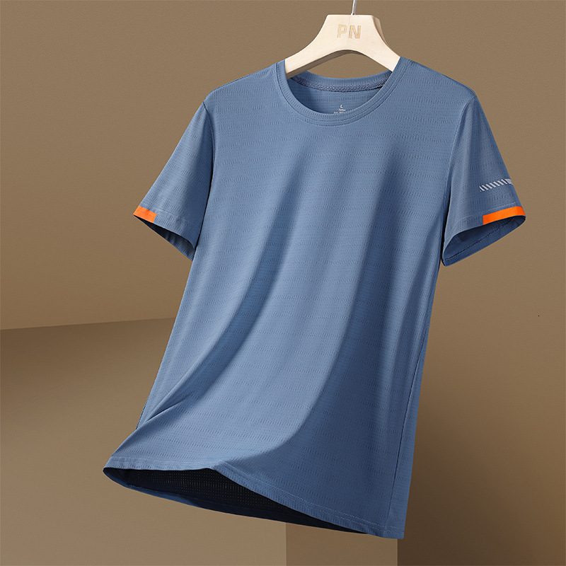 Hot-selling Ice Silk T-shirt For Designer Hoodie Men Spring And Summer New Quick-dry Designer Shirt Loose Solid Color Round Polo Neck Casual T-shirt Trend