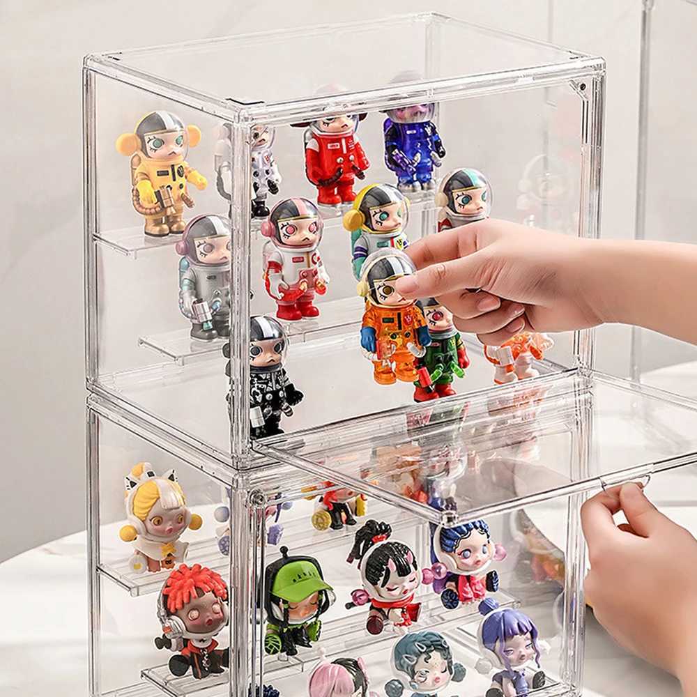 Blind Box Storage Display Rack Desktop Transparent Dustproof Handle Storage Large Capacity Bubble Mat Display Box C251008