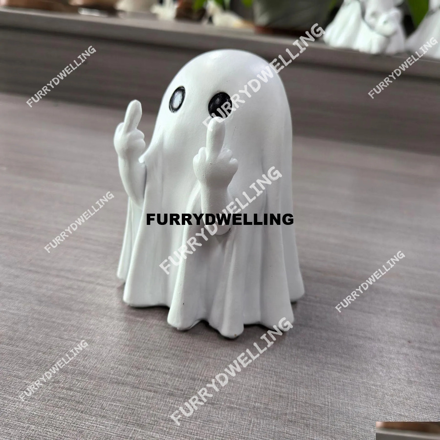 Decorative Objects Figurines Middle Finger Cute Ghost Halloween Refers Dwe74 To Resin Crafts Drop Delivery Home Garden Decor Accents Ot9nn