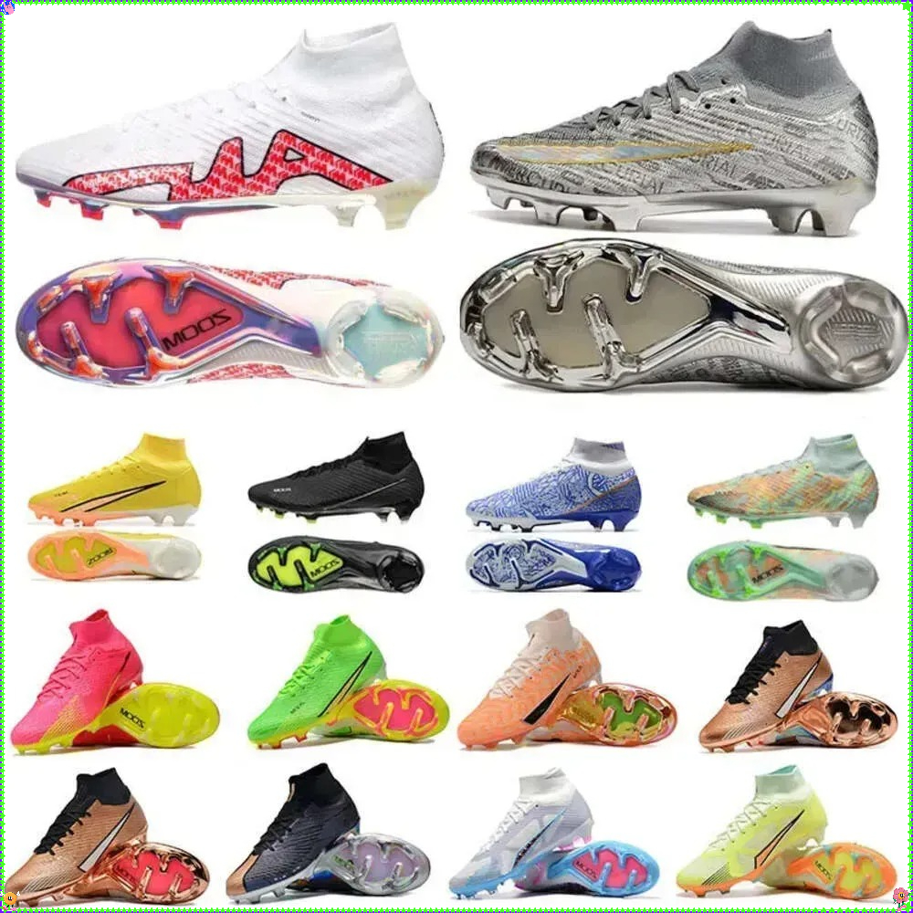 203 Mens Kids Soccer Shoes Cleats MERCURlAL SuperfIy XXV Silver IX 9 Elite FG Youth Blast Mbappe Cristiano Ronaldo Luminous men Speed 6 25th Anniversary Football Boot