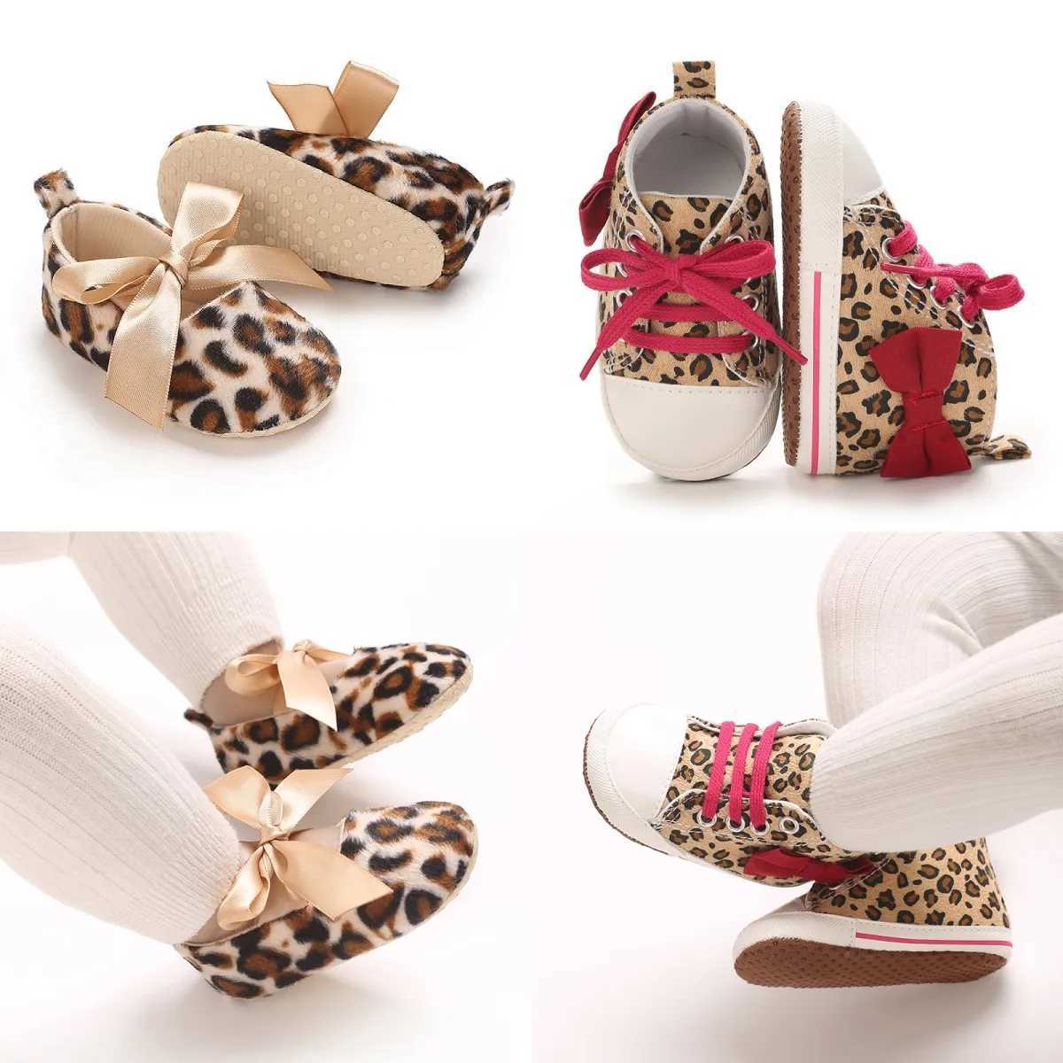 01Year Tie ones shoes Fashion Bow Canvas shoes Infant Girl Shoes Leopard Soft Sole NonSlip Toddler First Walker C251008