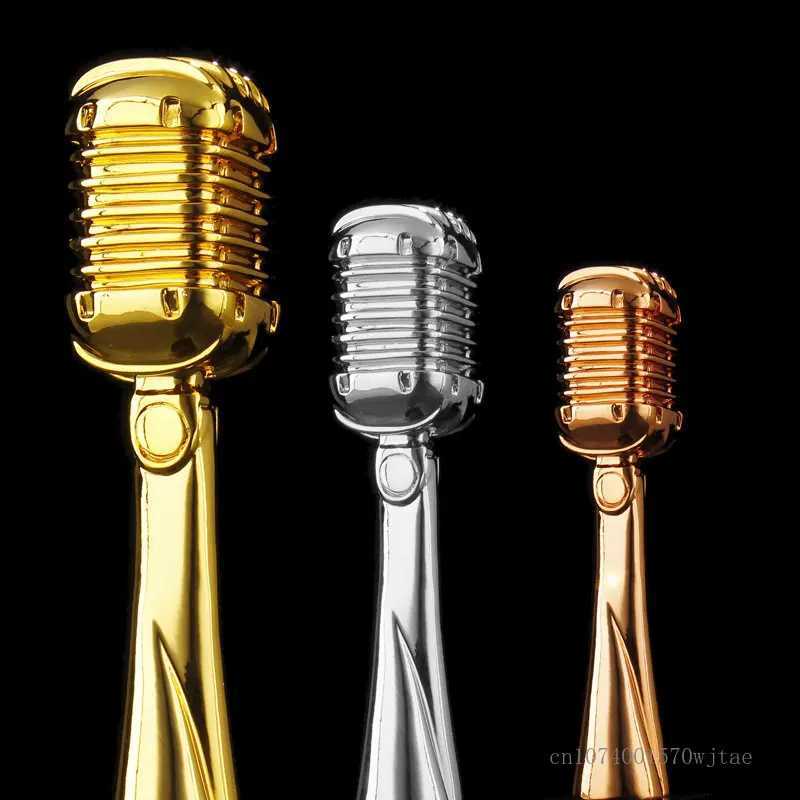 Electroplated Resin Microphone Trophy Singer Host Speech Presentation Award He Decoration Trophy Custi 1Pc Y251008