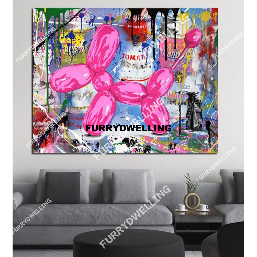 Canvas Pink Balloon Dog Graffiti Dwe74 Painting Wall Art Pictures Cartoon Prints And Posters Modern Home Decorative For Living Room9300285